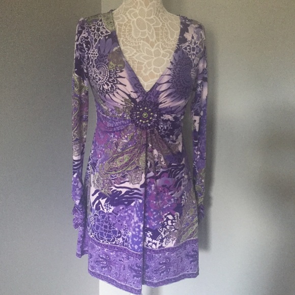 ❤️Closet Clear Out!❤️ Purple Print Dress - Picture 1 of 6